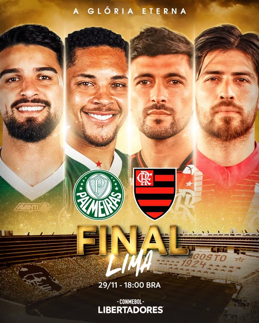 Conmebol confirma novo hor�rio para Palmeiras X Flamengo na final da Libertadores